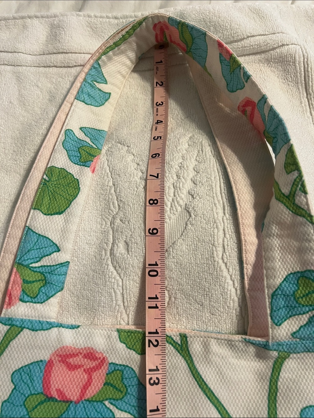 Lilly Pulitzer Cream Tote with Pink Roses and Blue Flowers - Picture 8 of 12